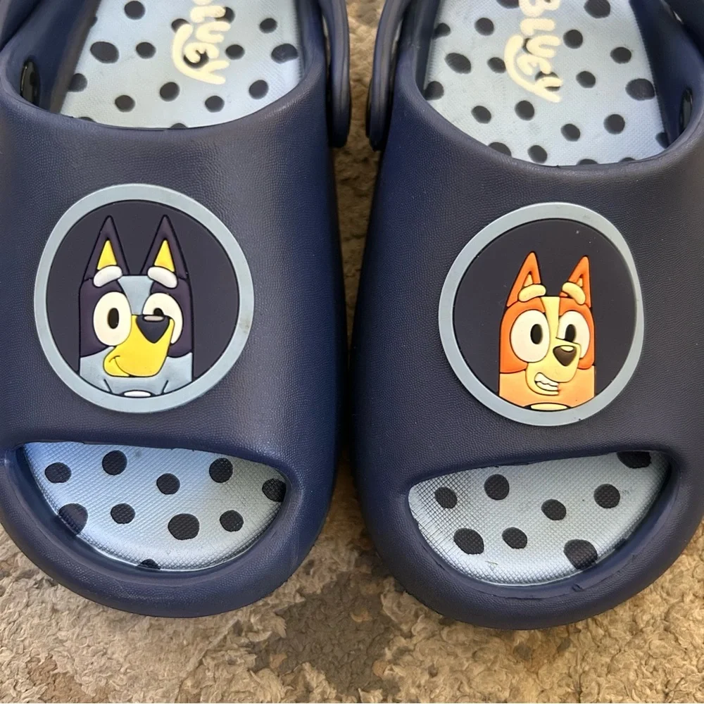 Disney Blue Navy Kids Slide Sandals with Bluey Character